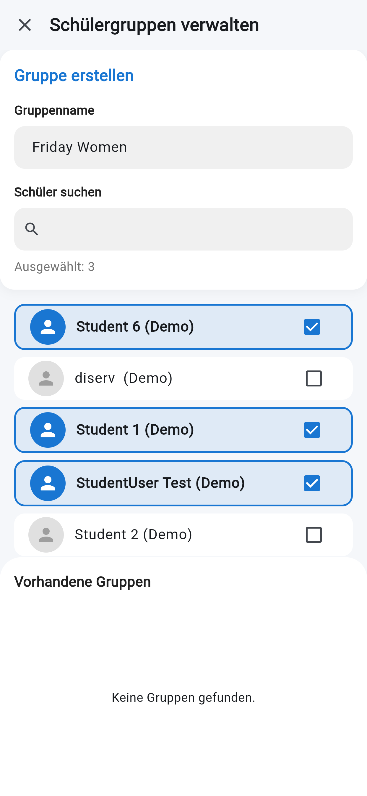 Trainingsgruppe erstellen